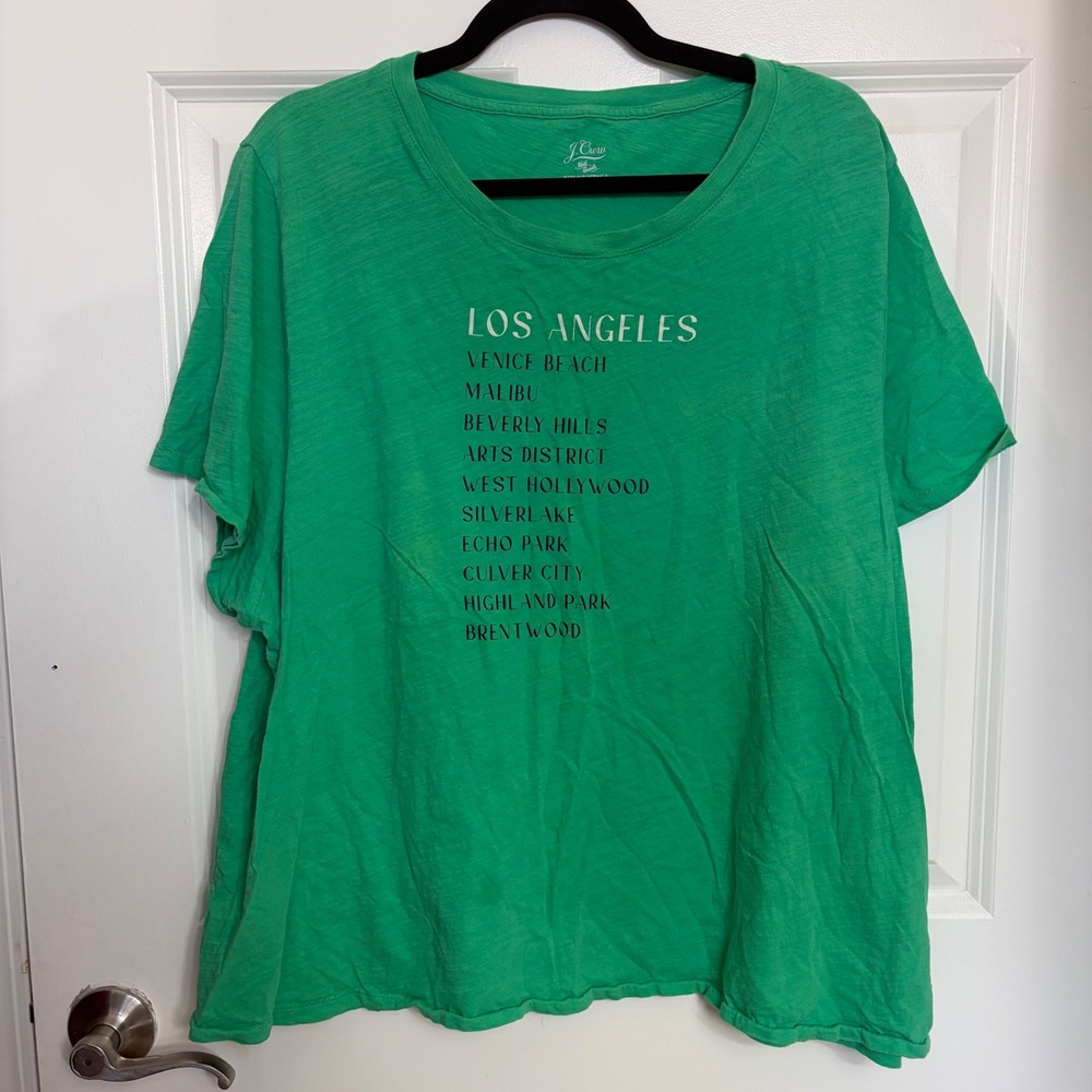 J. Crew Los Angeles Neighborhoods Graphic Tee Green Cotton 3X